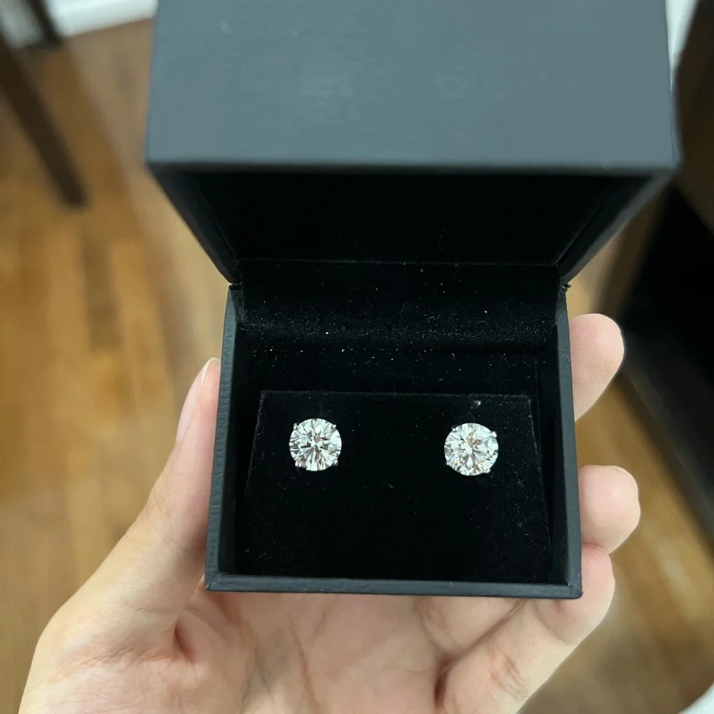 Lab Diamond Stud Earrings 14k Solid WG 4.55 CTW - Picture 1 of 5